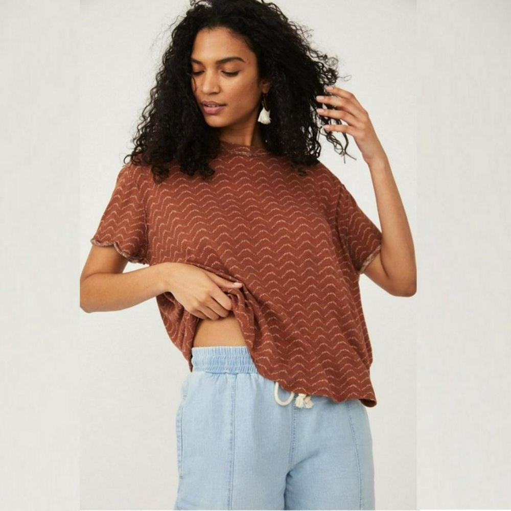 Free People Bali Backpacker Tee T-Shirt Orange Size Extra Small